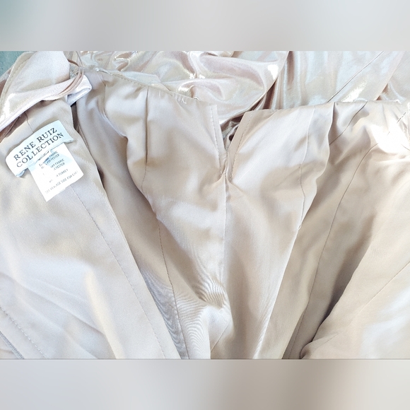 $2,000 RENE RUIZ BLUSH GOLDEN SHINY RUNWAY DRESS GOWN US 6 - Picture 8 of 9